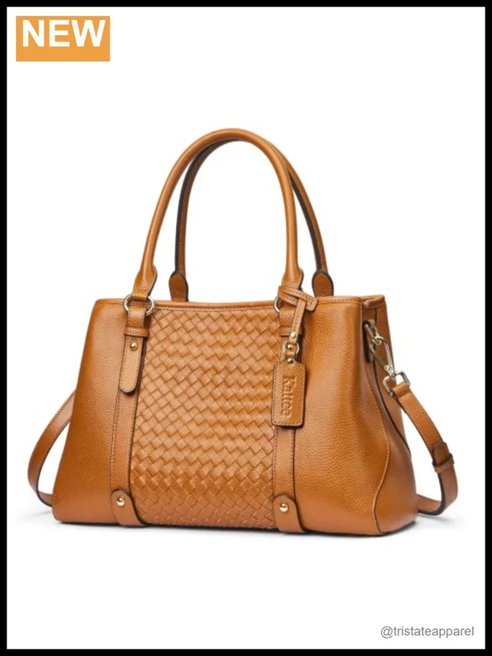 Genuine Leather Satchel Hobo Crossbody Bag Tote Shoulder with Woven Design